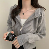 Temperament Leisure Design Sense Niche Double Zipper Hooded Sweater Coat