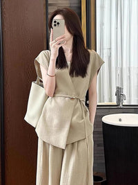 Khaki Vest Professional Suit Pants For Women