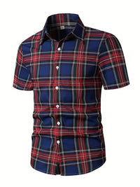 Men's Business Summer Wide Loose Shoulder Short Sleeve Single-breasted Shirt