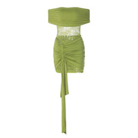 Womens Off-shoulder Sheer Bodycon Mini Skirt