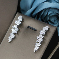 Bridal Wedding Dinner Jewelry Suit Fashion Rose Zircon Necklace Earrings Four-piece Set