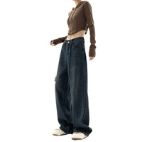 Ribbon Jeans Women's Straight Loose Wide-leg Pants American Style