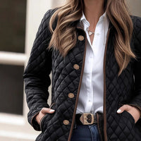 Classic Plaid Diamond Cotton Jacket Women's Short Stylish
