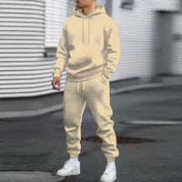 Men's Casual Sports Suit Solid Color Hoodie With Gridles Pants