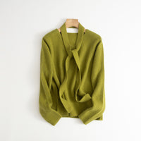Halter Ribbon Raccoon Velvet V-neck Sweater