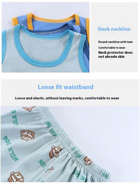 Children's Pure Cotton Cartoon Printed Vest Set