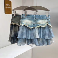 Stitching Denim A- Line Overall Dress Slimming