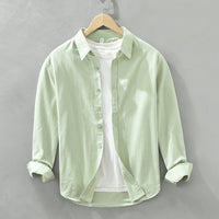 Solid Color Long Sleeve Basic Men's Retro Casual Shirt