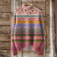 Womens Loose-fitting Semi-high-neck 3D Digital-print Polyester Top For Breathability