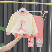 Baby Girl Cute Ears Sweater Cartoon Long Sleeve Leggings Suit