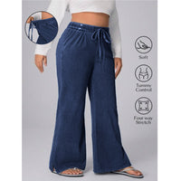 Women's Plus Size Drawstring Casual Loose Wide Leg Jeans