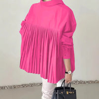 Loose Ruffled Asymmetrical Niche Blouse With Flared Hem