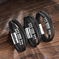 Stainless Steel Multi-Layer Leather Men's Bracelet