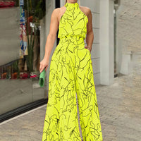 Women's Temperament Elegant Waist Tie Sleeveless Jumpsuit