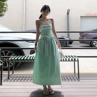 French Mint Green Strapless Beach Dress For Women