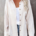 Shirt Solid Color Polo Collar Sunken Stripe Casual Coat