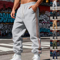 Men's Thickened Fleece-Lined Vertical-Stripe Sweatpants
