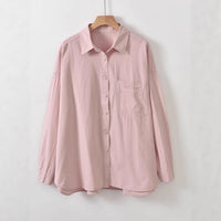 Pure Cotton Long-sleeve Shirt Womens Loose-fitting Casual All-match Style