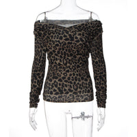 Fashion Shoulder-baring Printed Slim Top For Women