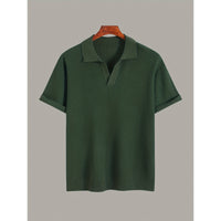 Men's Short-sleeve Knitted Sweater Breathable Waffle