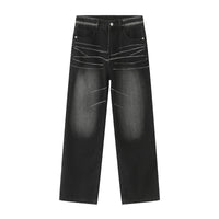 Four Seasons New Retro Hong Kong Style Straight Loose Personality Jeans