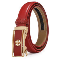 Women's Leather Automatic Buckle Decorative Thin Belt