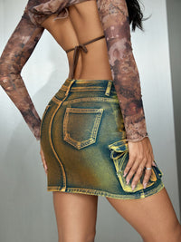 Denim Stretch Ultra-short A- Line Skirt