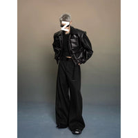 Trendy Korean Style Cutting Design Leisure Leather Jacket Top