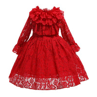 Fashion New Lace Birthday Flower Girl Christmas Long Sleeve Dress