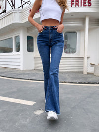 Wide Leg Stretch Thin Stitching Denim Flared Pants