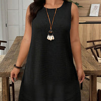 Womens Black Sleeveless Crew-Neck Casual Dress