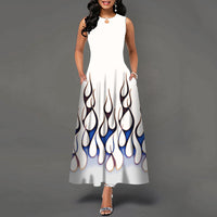 Womens Printed Crew-Neck Sleeveless Tank Dress