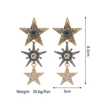 Shiny Rhinestone Three Layer Star Long Drop Earrings For Women Vintage Elegant Party Prom Jewelry Accessories