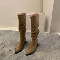 High Heel Suede Western Overknee Boots Women's Shoes Plus Velvet Pointed Pile Style Long Tube