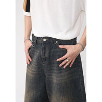 Wide Leg Retro Distressed Flared Cropped Pants