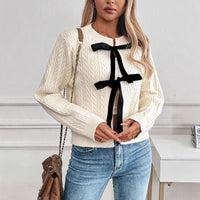 Knitted Cardigan Women's Lace-up Twist Simple Sweater