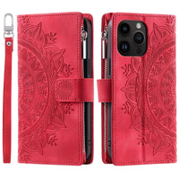 Multi-card Embossed Totem Leather Card Zipper Bag Phone Case