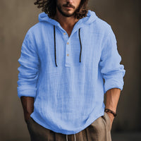 Cotton And Linen Shirt Hooded Sweater Spring And Autumn Long Sleeve Hooded Casual Daily Clothing