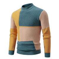 Men's Half-high Collar Contrast Color Pullover Knitwear Korean Youth Fashion Casual Top