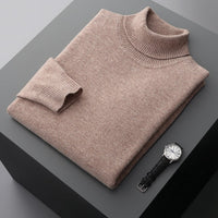 Pure Wool Sweater Men's High Collar Loose Thickened