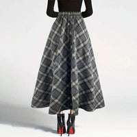 Women's Plaid Wool Wool Blend Skirt
