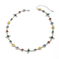 Mens New Colorful Gemstone Cross And Star Set Accessories Necklace