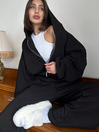 Womens Casual Set Long-sleeve Zip-up Cardigan Hoodie