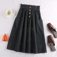 Women's Cotton-linen Utility Skirt With Pockets