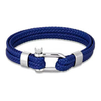 Stainless Steel Horseshoe Buckle Trendy Multi-layer Braided Leather Bracelet
