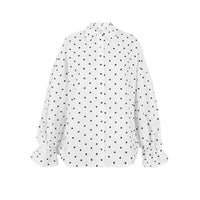 Early-Autumn Loose Casual Polka-Dot Shirt With Front Buttons For A Stylish Look