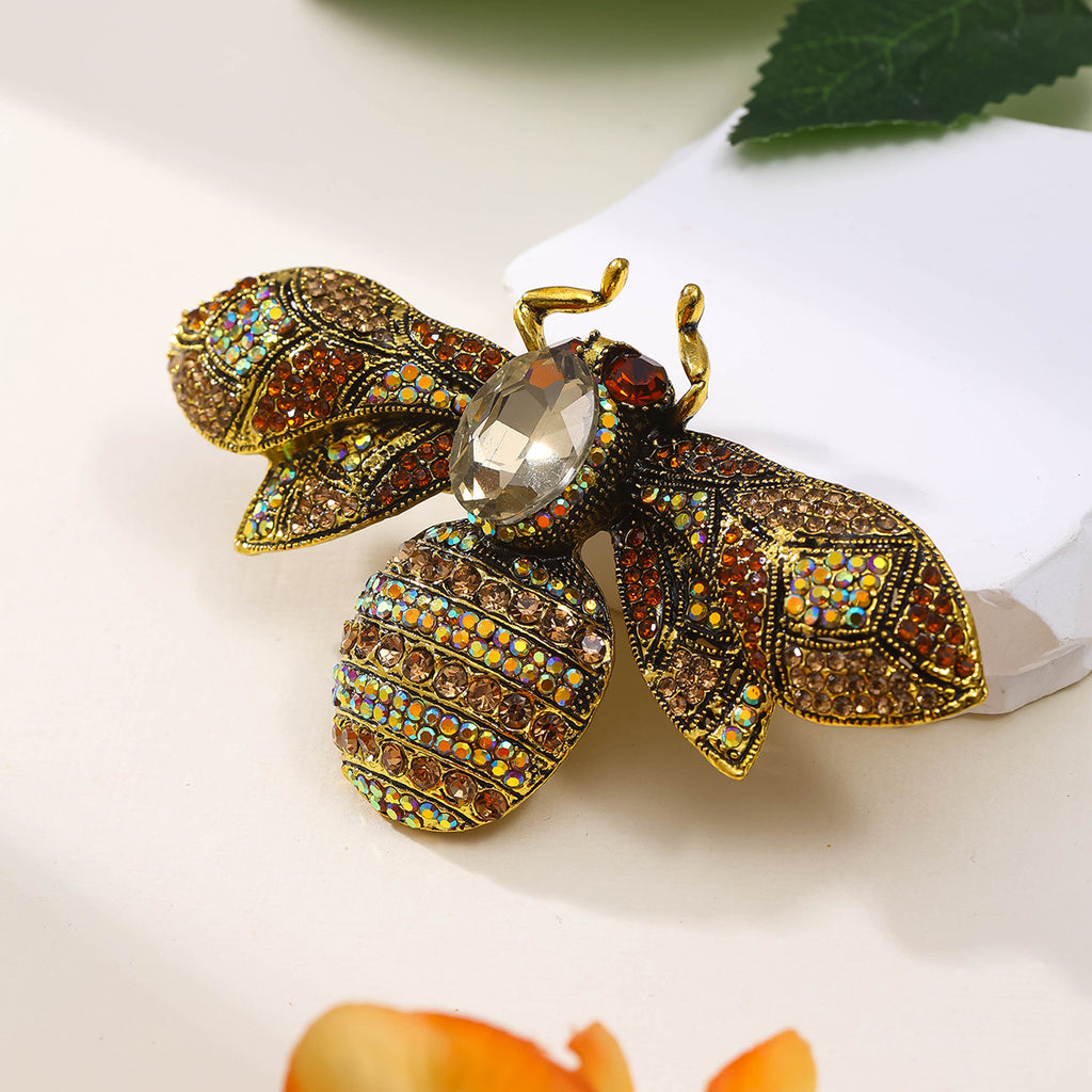 Antique Style Fully-jeweled Crystal Bee Brooch Men And Women Dopamine Retro