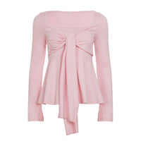 New Relaxed Loose-fit Womens Long-sleeve Top With A Square Neckline