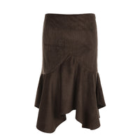 Autumn And Winter Retro Design Irregular Midi Skirt For Women