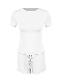 Womens Stylish Form-fitting Short-sleeve Set With A Crew Neck
